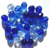 25 8mm Faceted Blue Mix